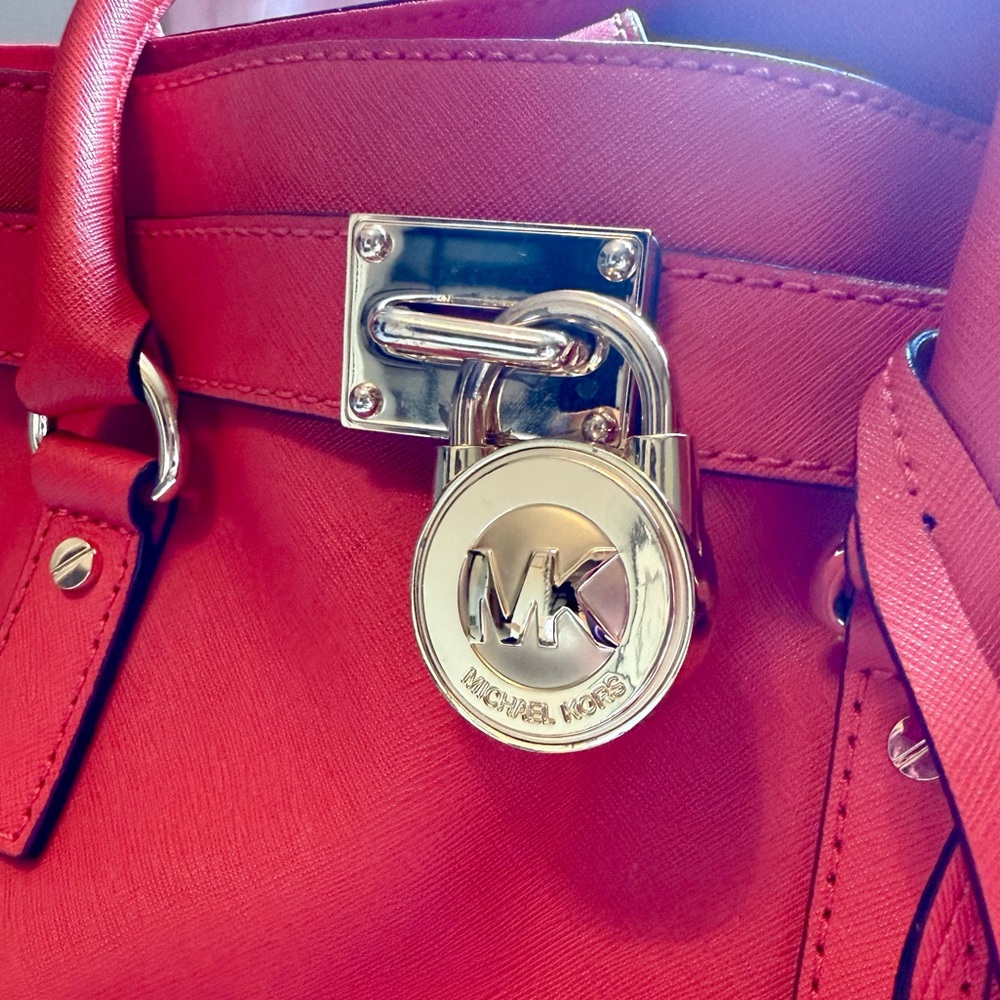 Michael Kors Vibrant Red Leather Tote Bag - Picture 4 of 7